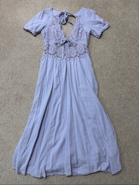 Free People All You Need Is Lace Lavender Midi Dress with Crochet Bodice